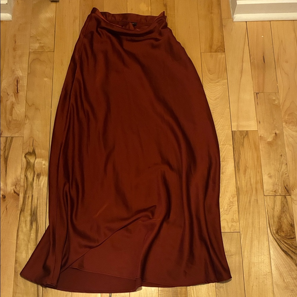 Monki Burnt Orange Satin Maxi Skirt